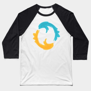 Blue and yellow fish in circle Baseball T-Shirt